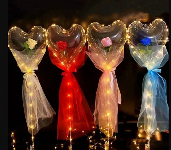 Sydämenmuotoinen Bobo Balloon Rose Setti