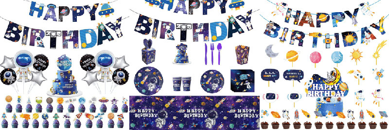 Space astronaut party balloon plate decoration